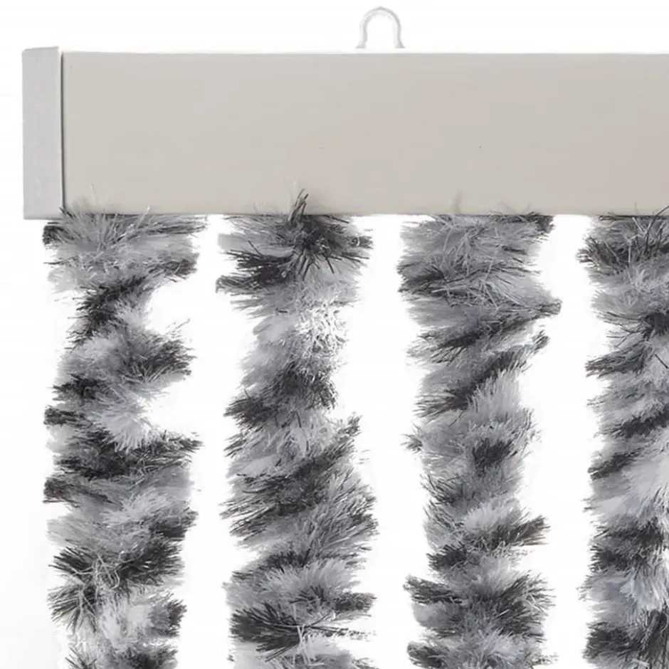 vidaXL - Vliegengordijn voor terrasdeur Grijs en zwart-wit Chenille - 118x220 cm