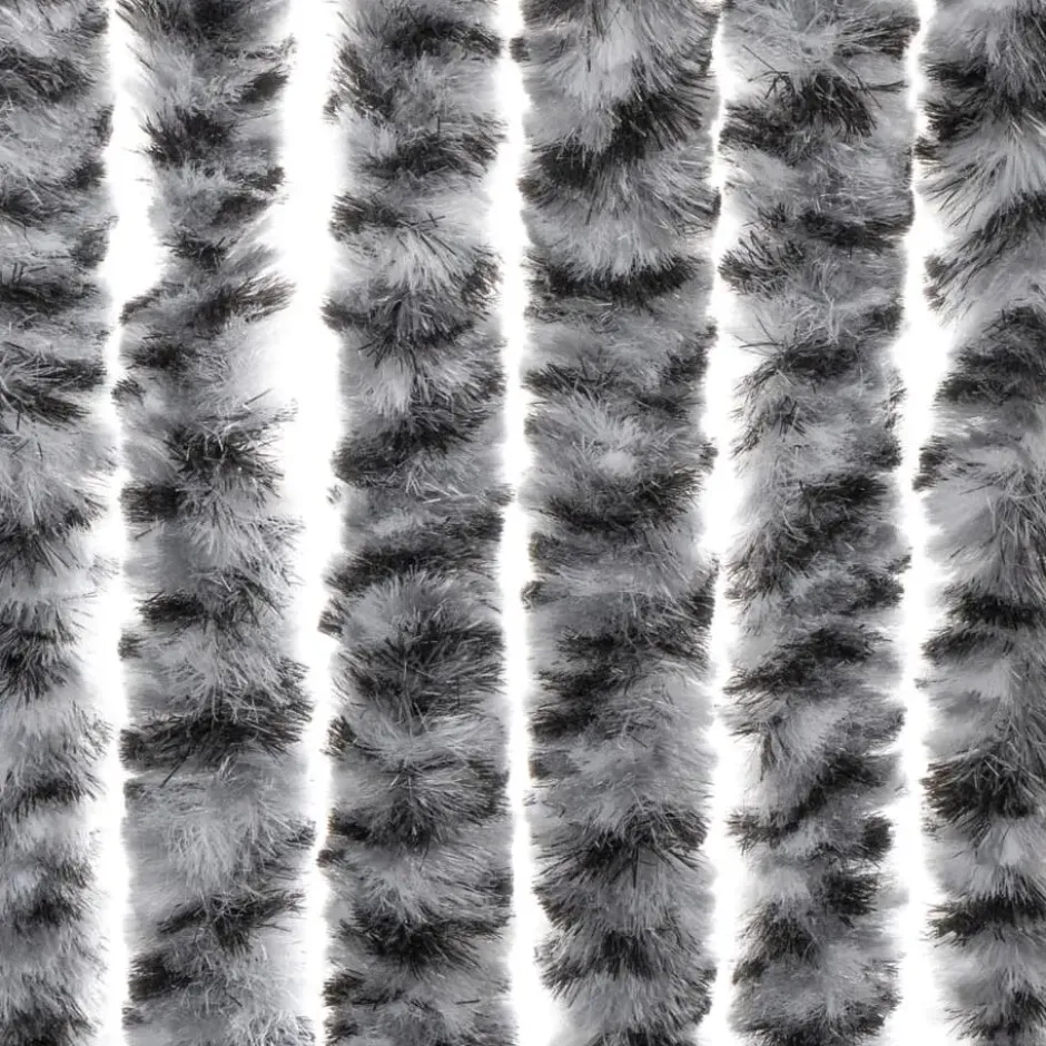 vidaXL - Vliegengordijn voor terrasdeur Grijs en zwart-wit Chenille - 118x220 cm