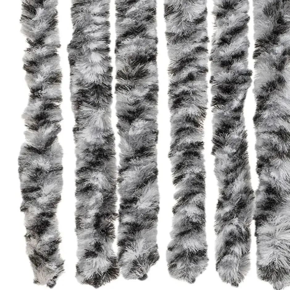 vidaXL - Vliegengordijn voor terrasdeur Grijs en zwart-wit Chenille - 118x220 cm