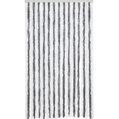 vidaXL - Vliegengordijn voor terrasdeur - Grijs en wit - Chenille - 118x220 cm