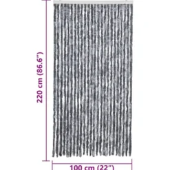 vidaXL - Vliegengordijn voor terrasdeur - Zilver - Chenille - 100x220 cm