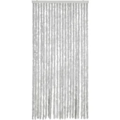 vidaXL - Vliegengordijn voor terrasdeur Lichtgewicht Grijs Chenille - 90x200 cm