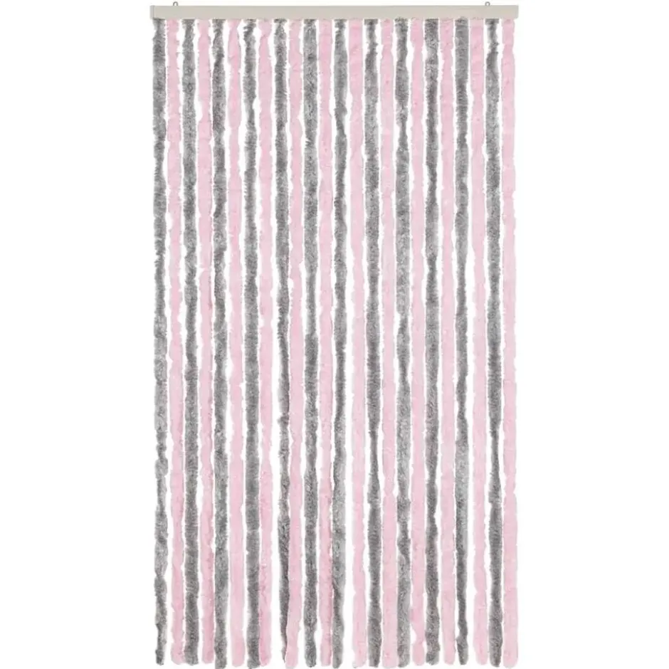 vidaXL - Vliegengordijn voor terrasdeur Zilvergrijs, roze Chenille - 100x200 cm
