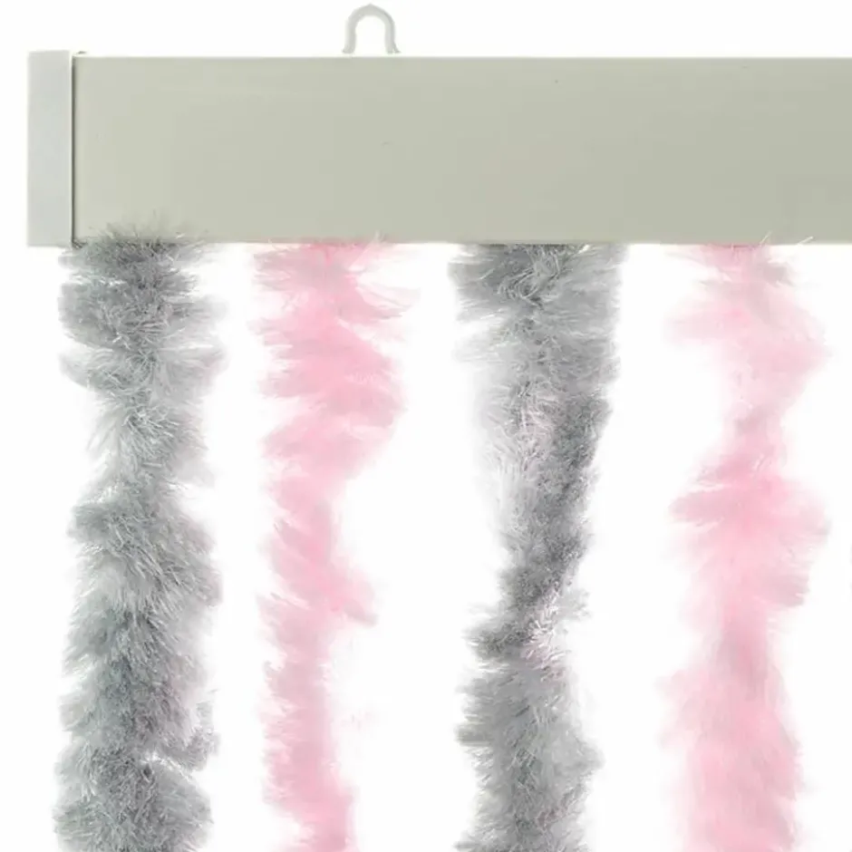 vidaXL - Vliegengordijn voor terrasdeur Zilvergrijs, roze Chenille - 100x200 cm