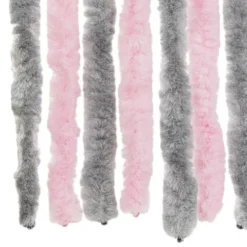 vidaXL - Vliegengordijn voor terrasdeur Zilvergrijs, roze Chenille - 100x200 cm