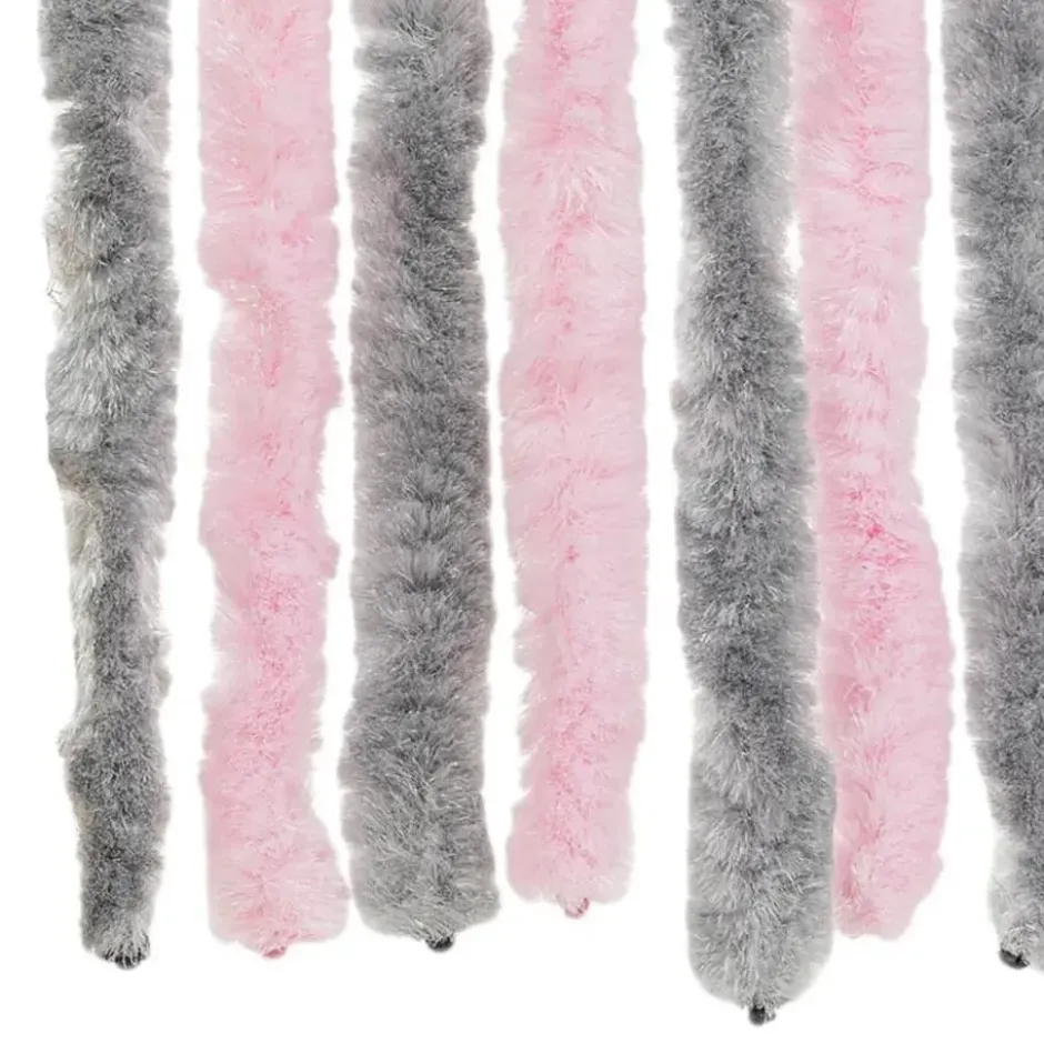 vidaXL - Vliegengordijn voor terrasdeur Zilvergrijs, roze Chenille - 100x200 cm