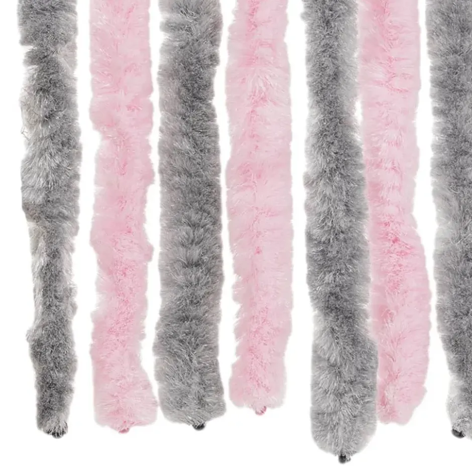 vidaXL - Vliegengordijn voor terrasdeur Zilvergrijs, roze Chenille - 118x220 cm