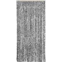 vidaXL - Vliegengordijn voor terrasdeur Grijs en zwart-wit Chenille - 90x220 cm