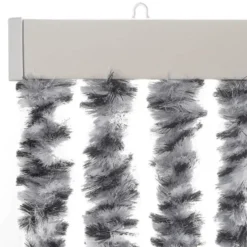vidaXL - Vliegengordijn voor terrasdeur Grijs en zwart-wit Chenille - 90x220 cm