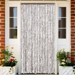 vidaXL - Vliegengordijn voor terrasdeur - Taupe en wit - Chenille - 90x200 cm