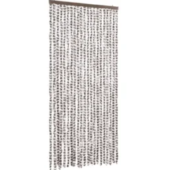 vidaXL - Vliegengordijn voor terrasdeur - Taupe en wit - Chenille - 90x200 cm