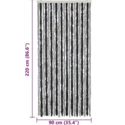 vidaXL - Vliegengordijn voor terrasdeur - Grijs en zwart - Chenille - 90x220 cm