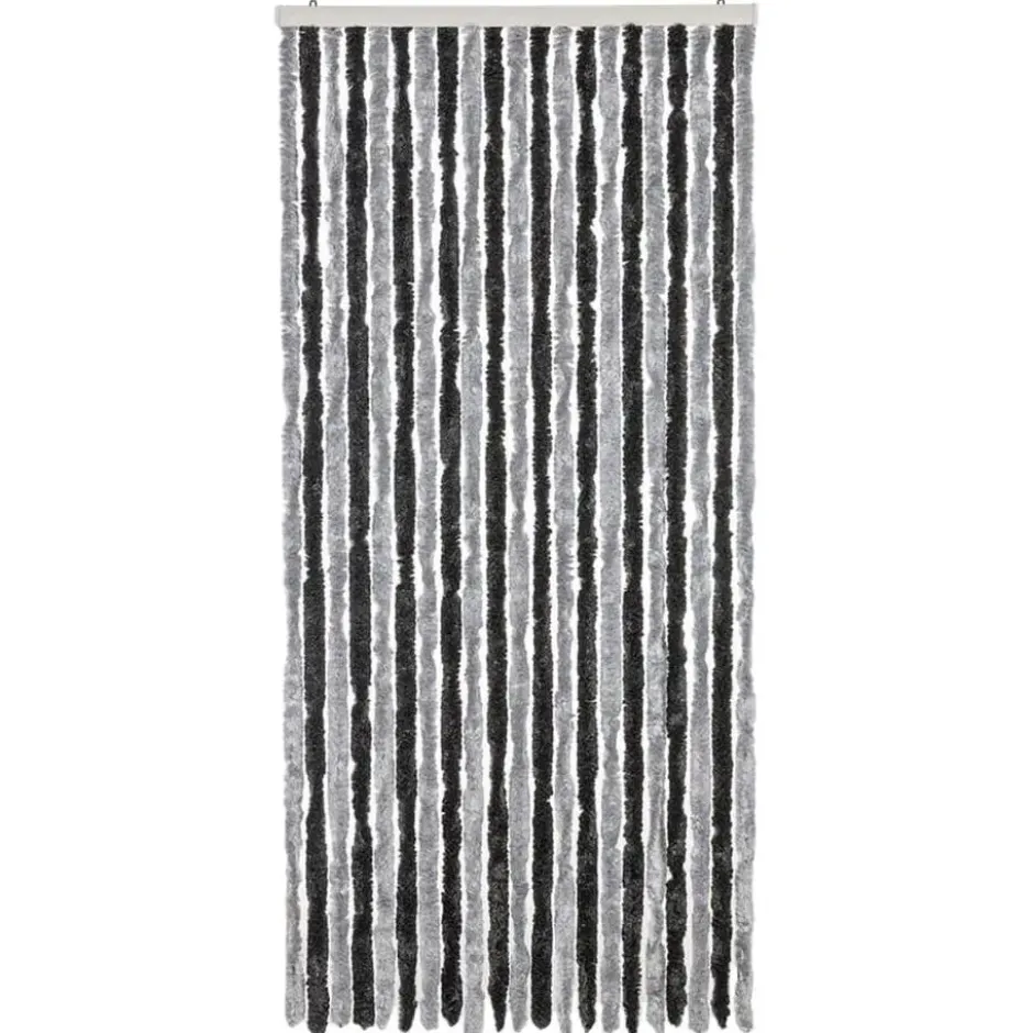 vidaXL - Vliegengordijn voor terrasdeur - Grijs en zwart - Chenille - 90x220 cm