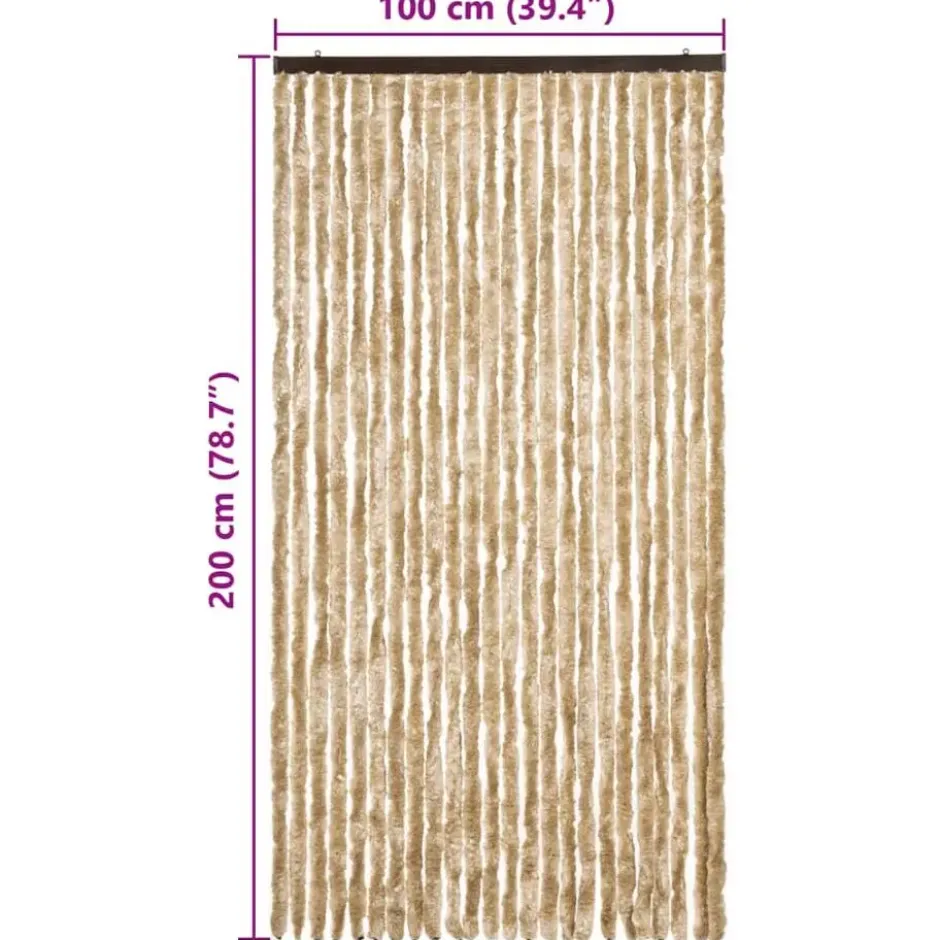 vidaXL - Vliegengordijn voor terrasdeur Lichtgewicht Beige Chenille - 100x200 cm