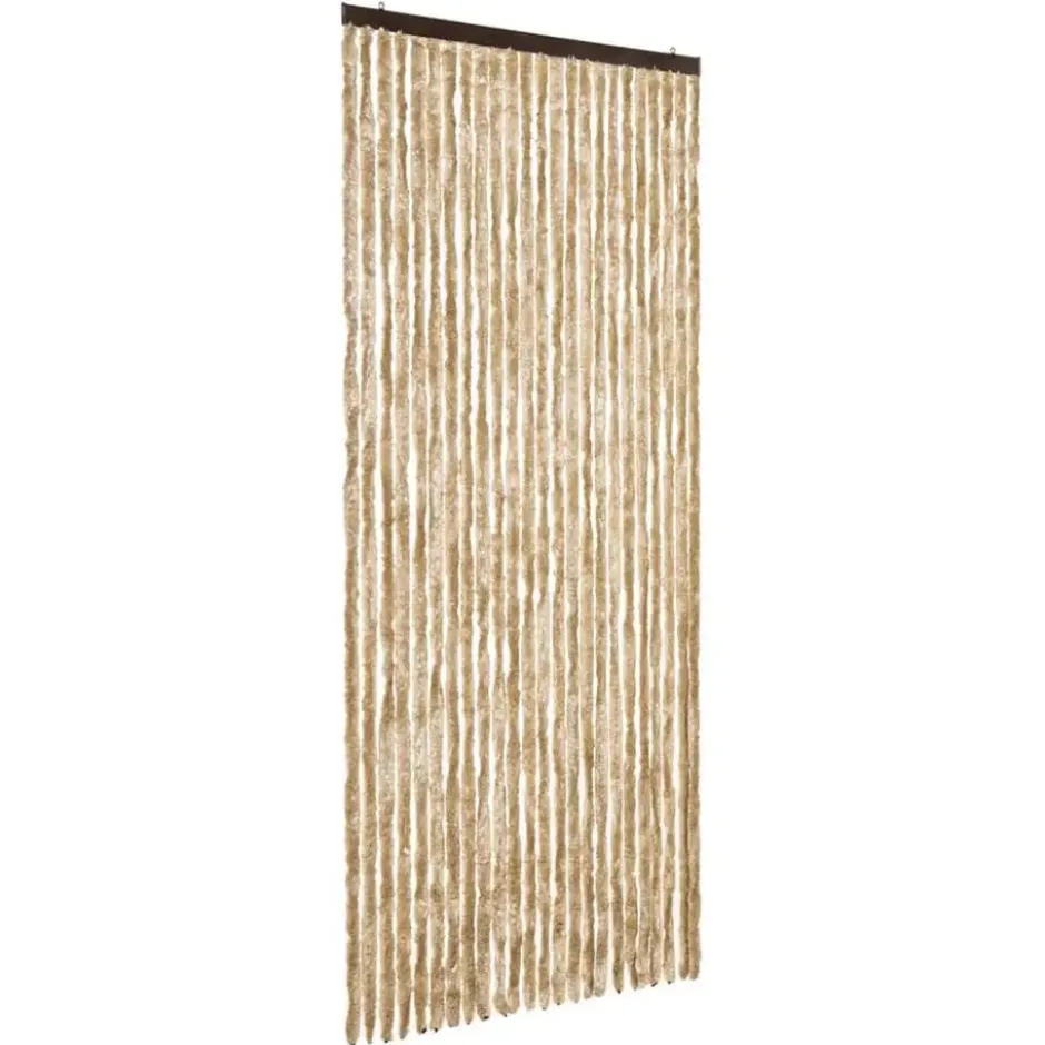vidaXL - Vliegengordijn voor terrasdeur Lichtgewicht Beige Chenille - 100x200 cm