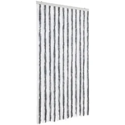 vidaXL - Vliegengordijn voor terrasdeur - Grijs en wit - Chenille - 100x230 cm