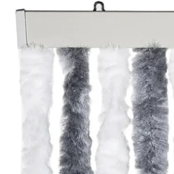 vidaXL - Vliegengordijn voor terrasdeur - Grijs en wit - Chenille - 100x230 cm