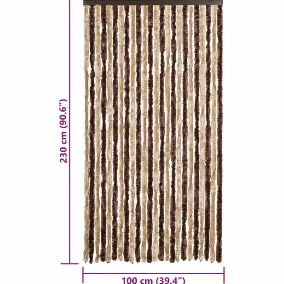 vidaXL - Vliegengordijn voor terrasdeur - Oker en wit - Chenille - 100x230 cm