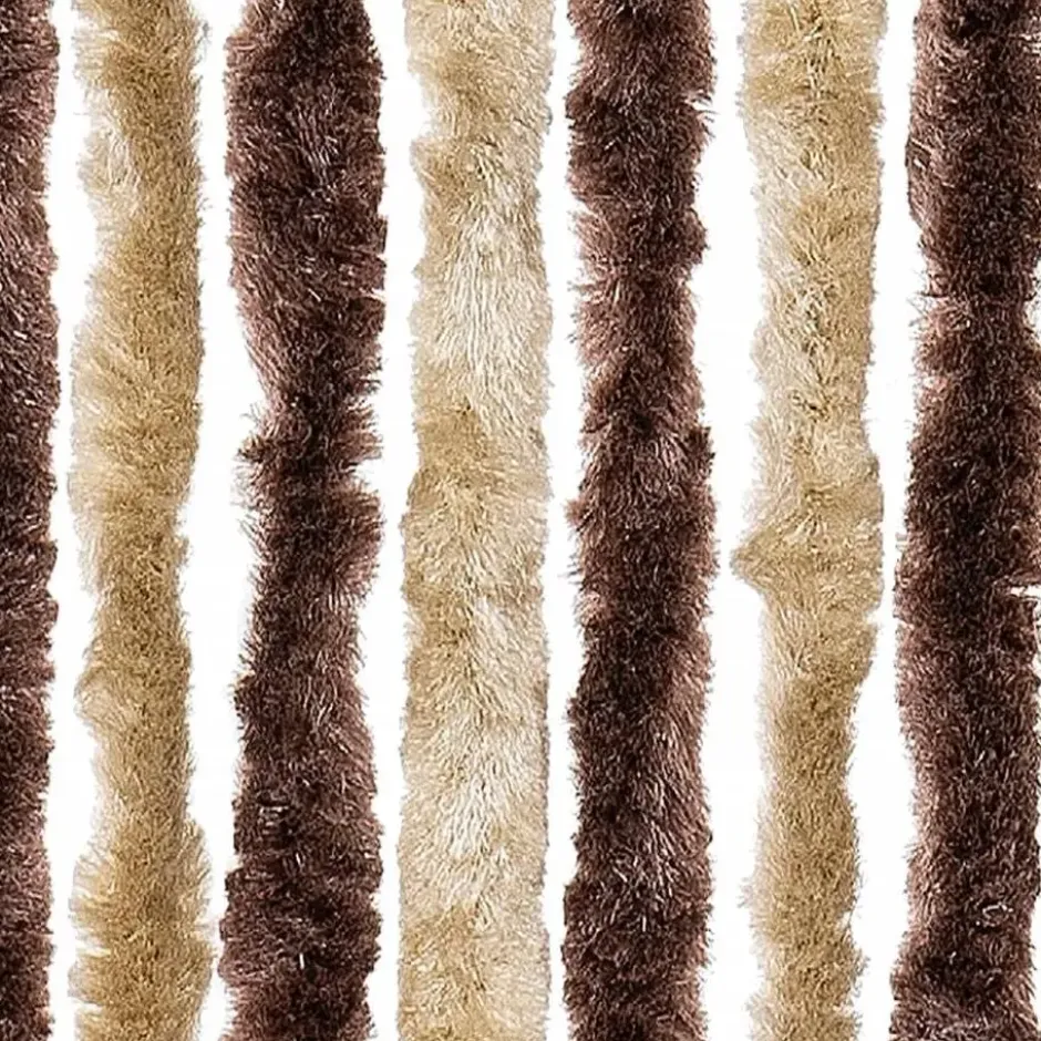 vidaXL - Vliegengordijn voor terrasdeur - Oker en wit - Chenille - 100x230 cm