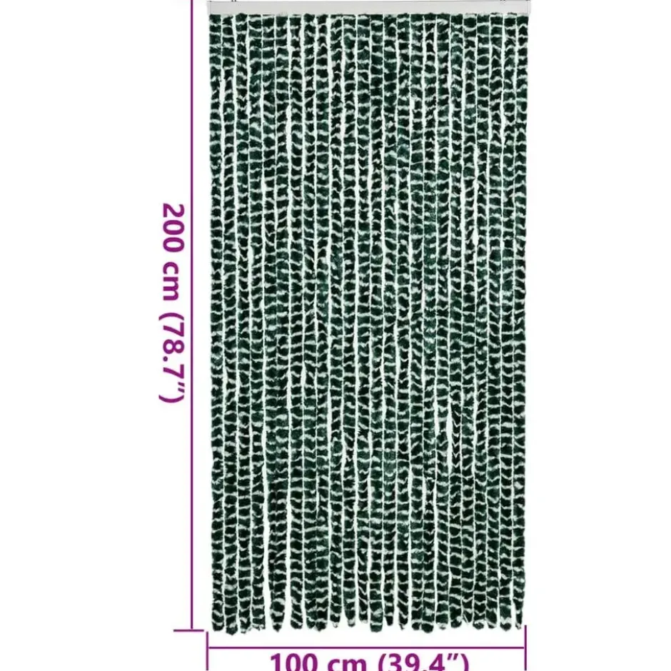 vidaXL - Vliegengordijn voor terrasdeur - Goren en wit - Chenille - 100x200 cm
