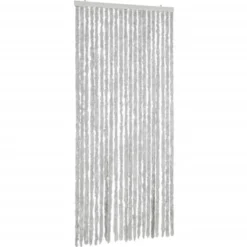 vidaXL - Vliegengordijn voor terrasdeur Lichtgewicht Grijs Chenille - 90x220 cm