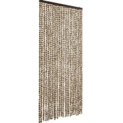 vidaXL - Vliegengordijn voor terrasdeur - Oker en wit - Chenille - 90x200 cm