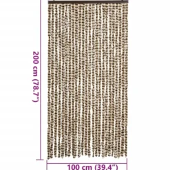 vidaXL - Vliegengordijn voor terrasdeur - Beige en bruin - Chenille - 100x200 cm
