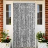 vidaXL - Vliegengordijn voor terrasdeur Grijs en zwart-wit Chenille - 100x220 cm