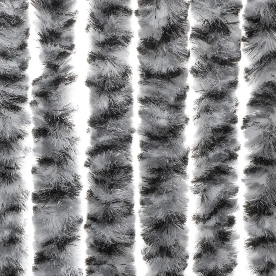 vidaXL - Vliegengordijn voor terrasdeur Grijs en zwart-wit Chenille - 100x220 cm