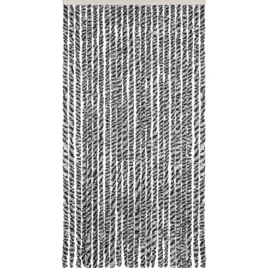 vidaXL - Vliegengordijn voor terrasdeur Grijs en zwart-wit Chenille - 100x220 cm