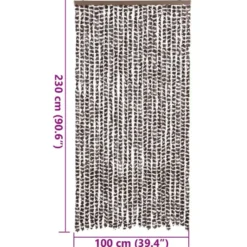 vidaXL - Vliegengordijn voor terrasdeur - Bruin en wit - Chenille - 100x230 cm