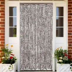 vidaXL - Vliegengordijn voor terrasdeur - Bruin en wit - Chenille - 100x230 cm