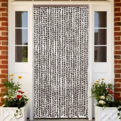 vidaXL - Vliegengordijn voor terrasdeur - Bruin en wit - Chenille - 100x200 cm