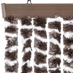 vidaXL - Vliegengordijn voor terrasdeur - Bruin en wit - Chenille - 100x200 cm
