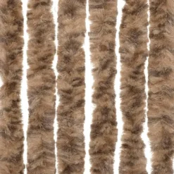 vidaXL - Vliegengordijn voor terrasdeur Beige, donkerbruin Chenille - 100x230 cm