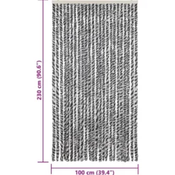 vidaXL - Vliegengordijn voor terrasdeur Grijs en zwart-wit Chenille - 100x230 cm