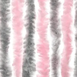 vidaXL - Vliegengordijn voor terrasdeur Zilvergrijs, roze Chenille - 100x230 cm