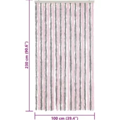 vidaXL - Vliegengordijn voor terrasdeur Zilvergrijs, roze Chenille - 100x230 cm