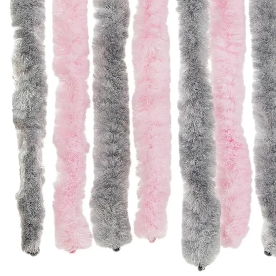 vidaXL - Vliegengordijn voor terrasdeur Zilvergrijs, roze Chenille - 100x230 cm