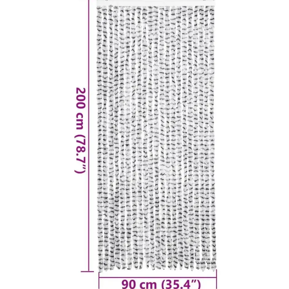 vidaXL - Vliegengordijn voor terrasdeur Licht/donkergrijs Chenille - 90x200 cm