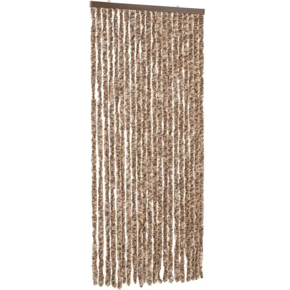 vidaXL - Vliegengordijn voor terrasdeur Beige, donkerbruin Chenille - 90x200 cm