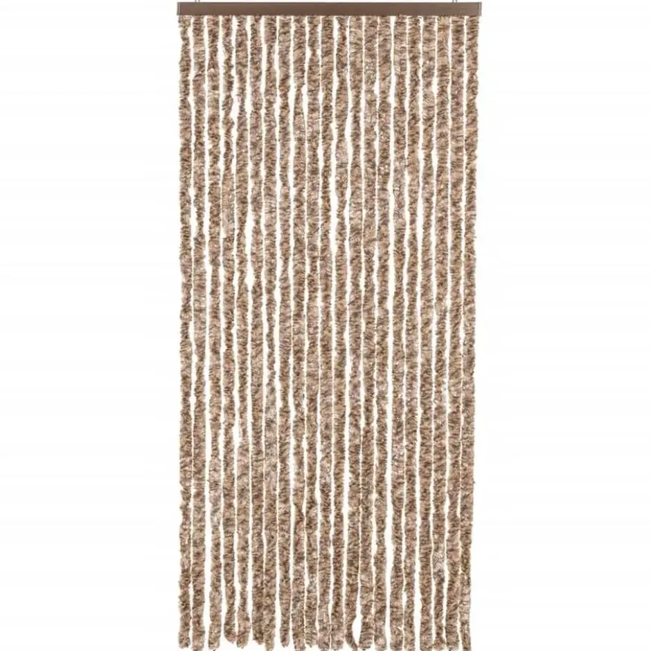 vidaXL - Vliegengordijn voor terrasdeur Beige, donkerbruin Chenille - 90x200 cm