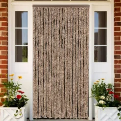 vidaXL - Vliegengordijn voor terrasdeur Beige, donkerbruin Chenille - 90x200 cm