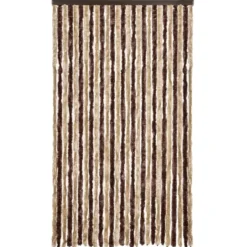 vidaXL - Vliegengordijn voor terrasdeur Beige, lichtbruin Chenille - 118x220 cm