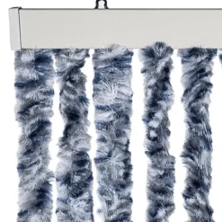 vidaXL - Vliegengordijn voor terrasdeur - Blauw en wit - Chenille - 100x230 cm