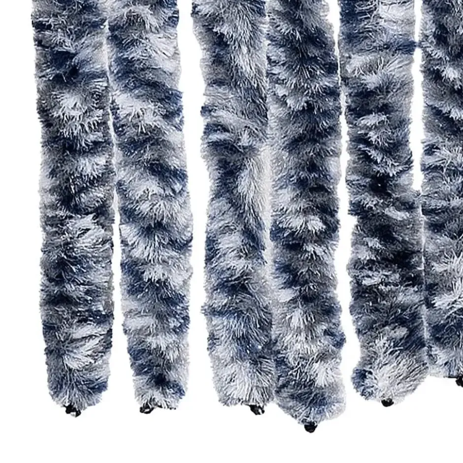 vidaXL - Vliegengordijn voor terrasdeur - Blauw en wit - Chenille - 100x200 cm
