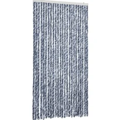 vidaXL - Vliegengordijn voor terrasdeur - Blauw en wit - Chenille - 100x200 cm