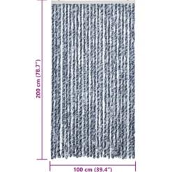 vidaXL - Vliegengordijn voor terrasdeur - Blauw en wit - Chenille - 100x200 cm