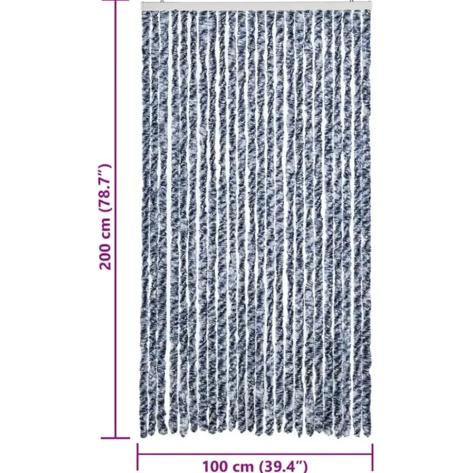 vidaXL - Vliegengordijn voor terrasdeur - Blauw en wit - Chenille - 100x200 cm