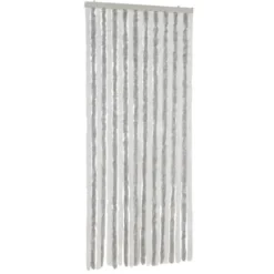 vidaXL - Vliegengordijn voor terrasdeur Lichtgrijs en wit - Chenille - 90x200 cm